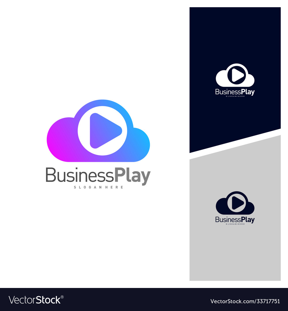 Cloud play logo design template icon