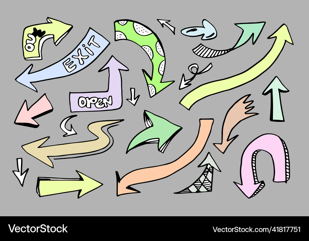 Doodle design elements hand drawn arrows Vector Image