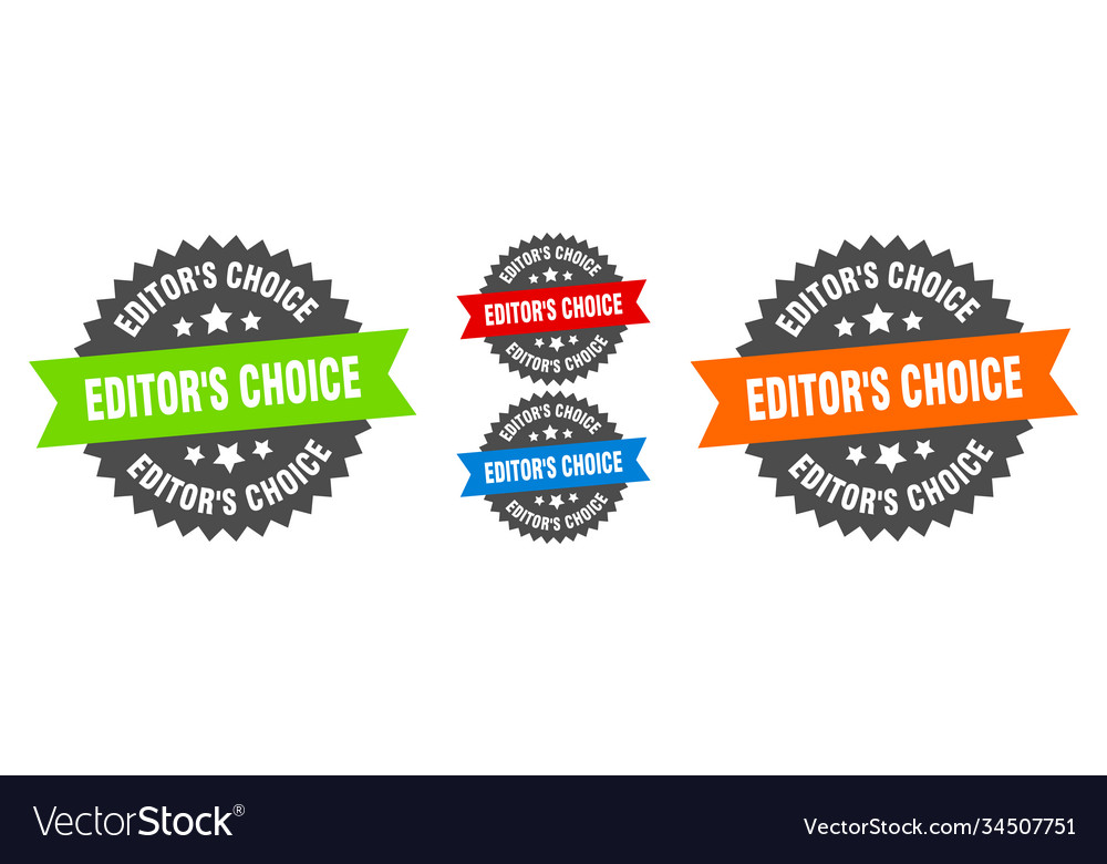 Editors choice sign round ribbon label set seal