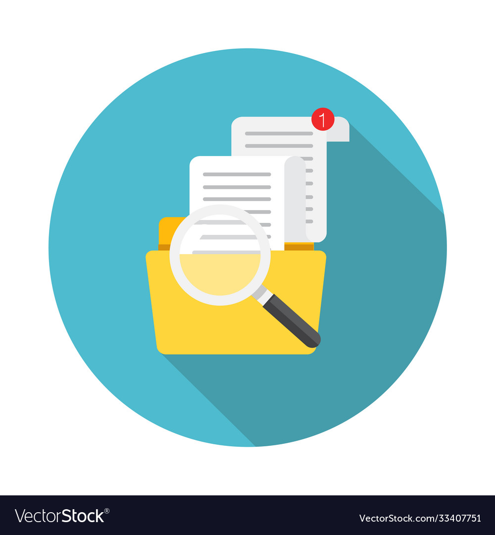 File folder directory and magnifying glass tick