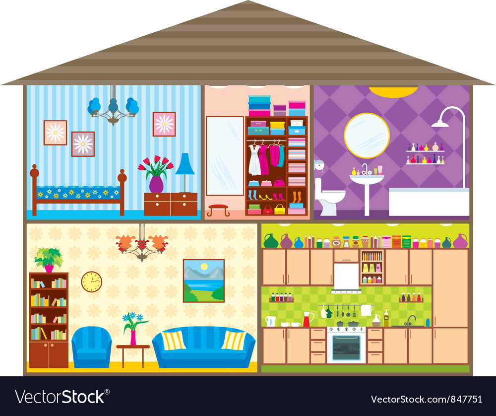 All Rooms House Rooms Homes Vector Stock Vector (Royalty Free) 170512370