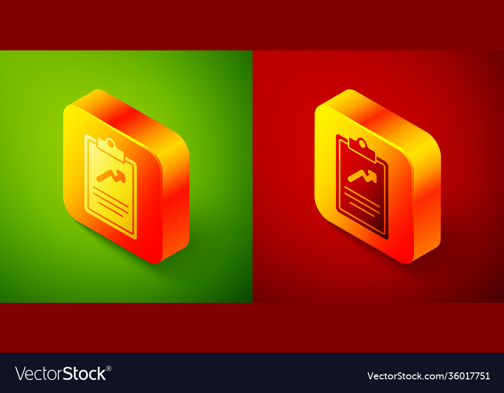 Isometric clipboard with graph chart icon isolated