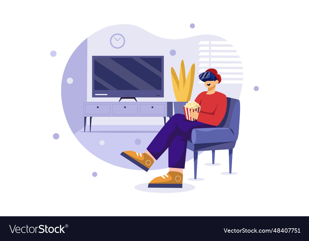 Man watching video using virtual reality