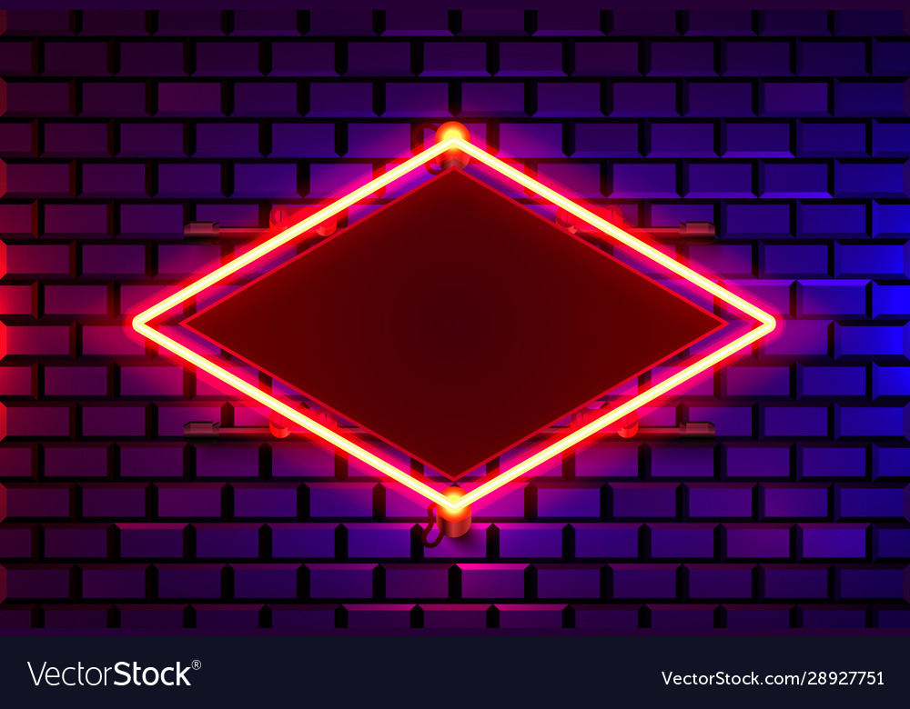 Neon frame on a brick colored wall template