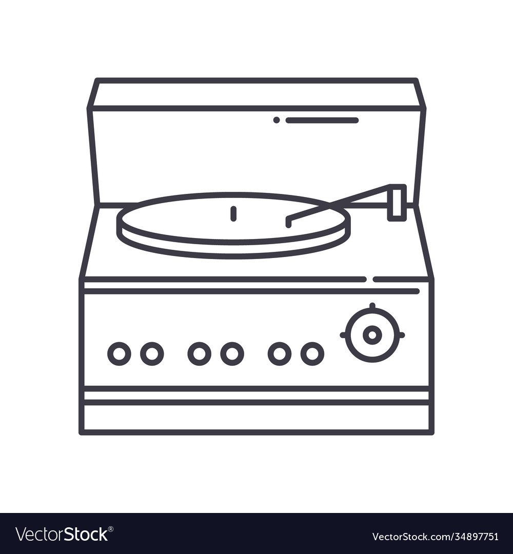 Record player icon linear isolated vector image Record player icon linear isolated