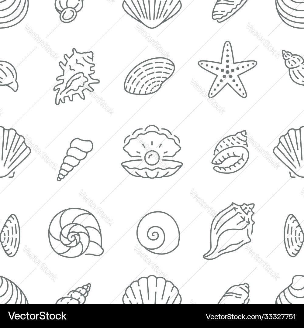 Seashell seamless pattern background Royalty Free Vector