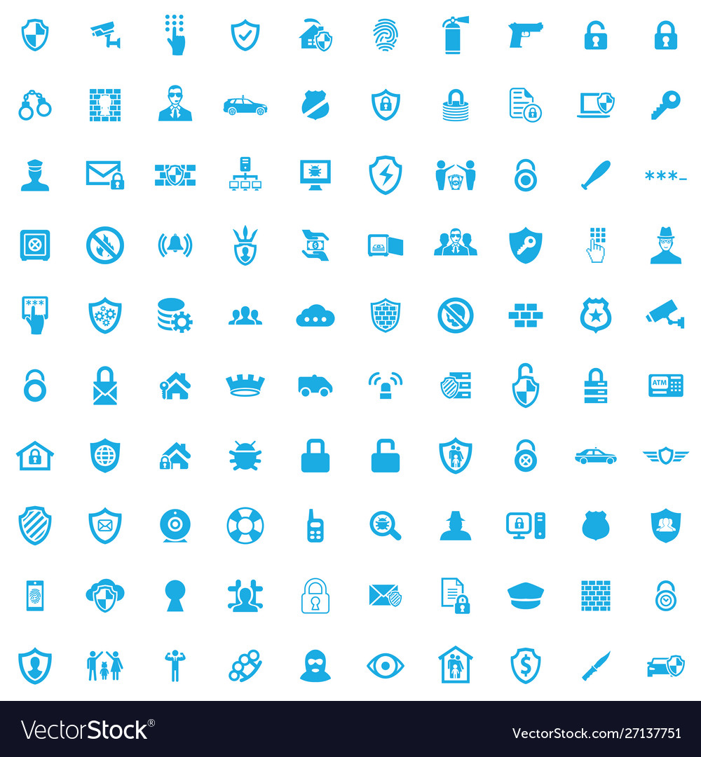 Security 100 icons universal set for web and ui