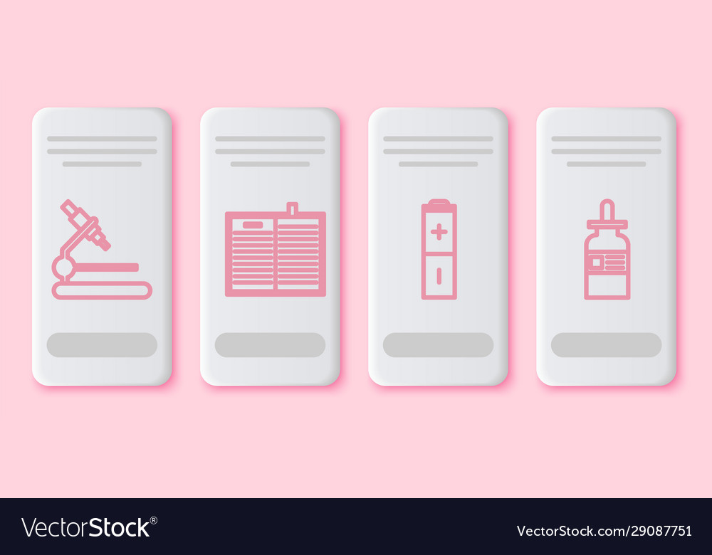 Set line microscope open science book battery Vector Image Set line microscope open science book battery