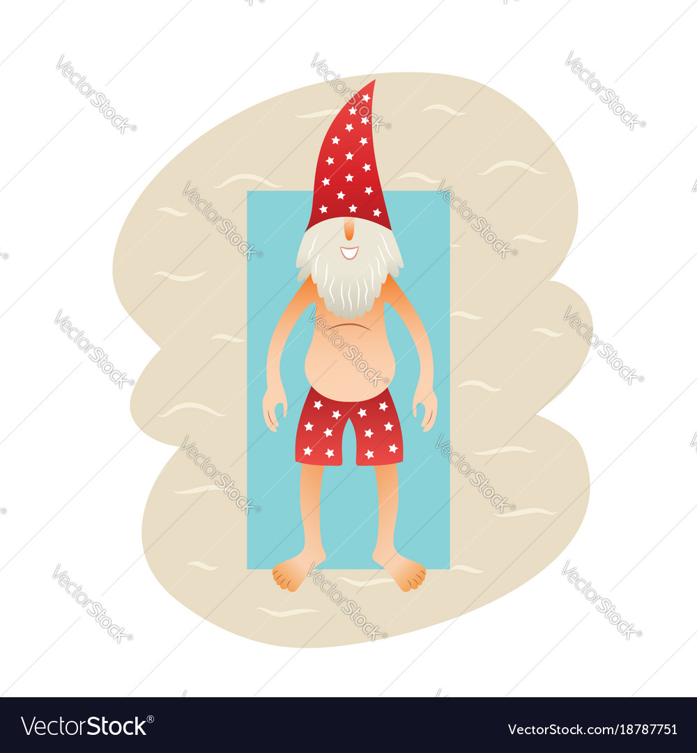 Smiling santa claus on beach