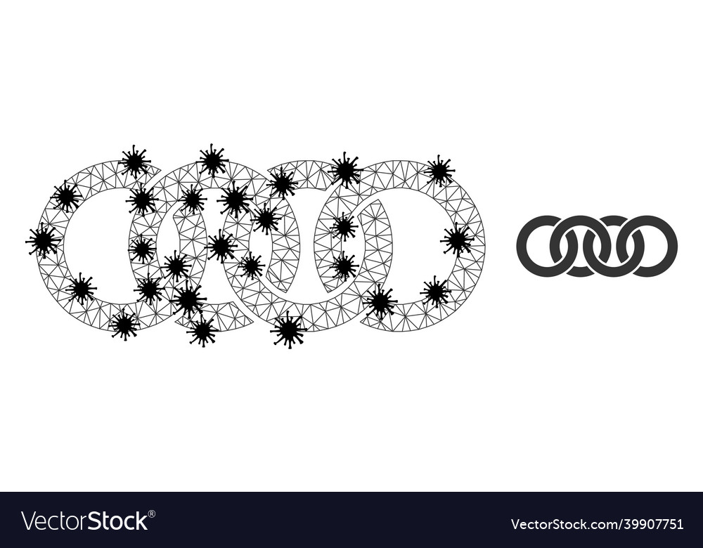 Triangulated mesh circle chain icons with flu vector image Triangulated mesh circle chain icons with flu