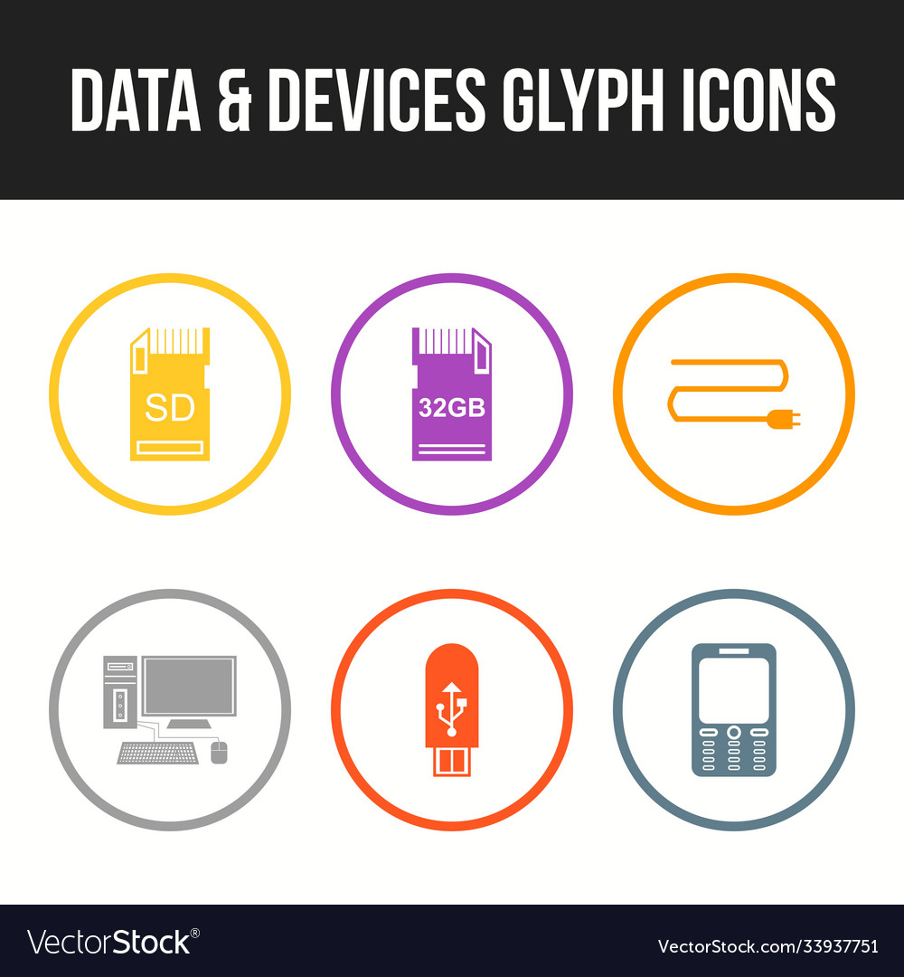 Unique data and devices icon set