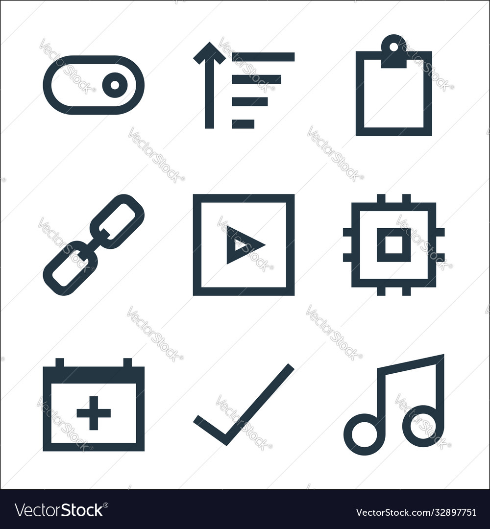 User interface line icons linear set quality vector image User interface line icons linear set quality