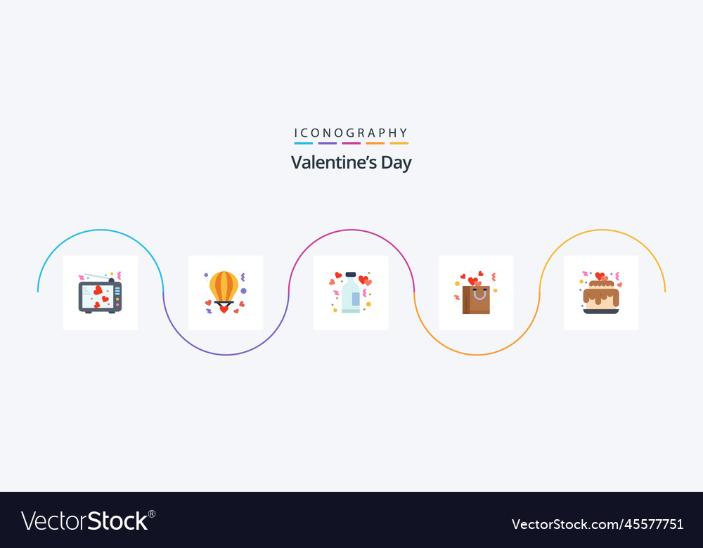 Valentines day flat 5 icon pack including love