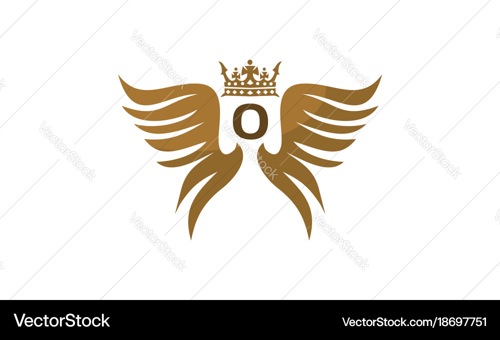 Wing shield crown initial o Royalty Free Vector Image