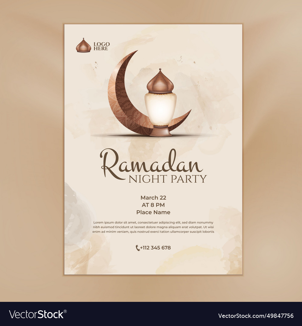 A poster for ramadan party with crescent moon vector image A poster for ramadan party with crescent moon