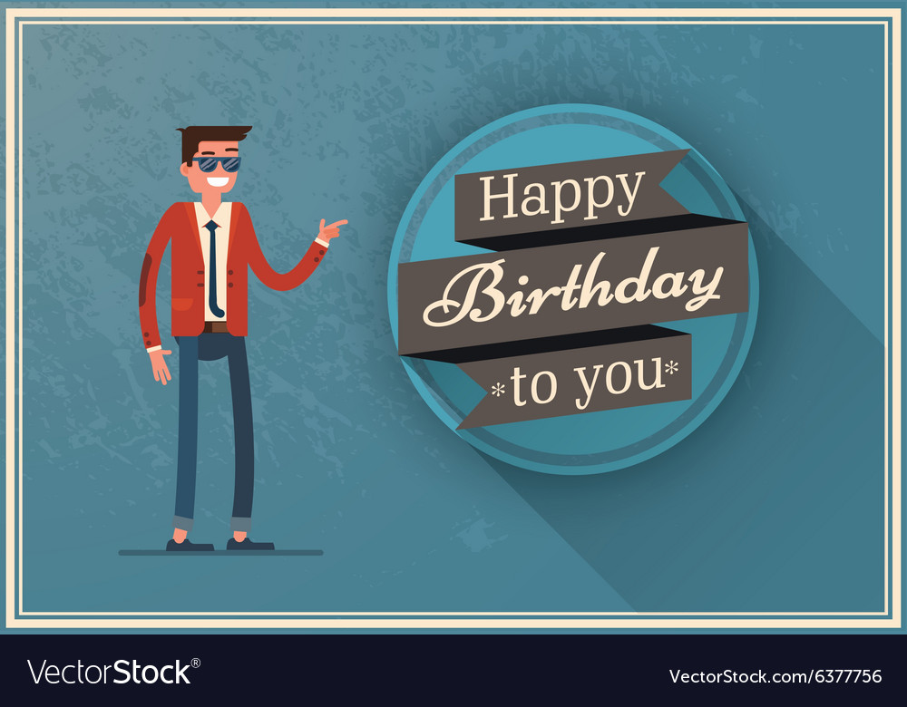 Download Birthday card with a happy man Royalty Free Vector Image