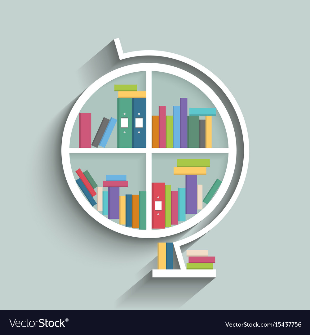 Bookshelf in form of globe model with colorful