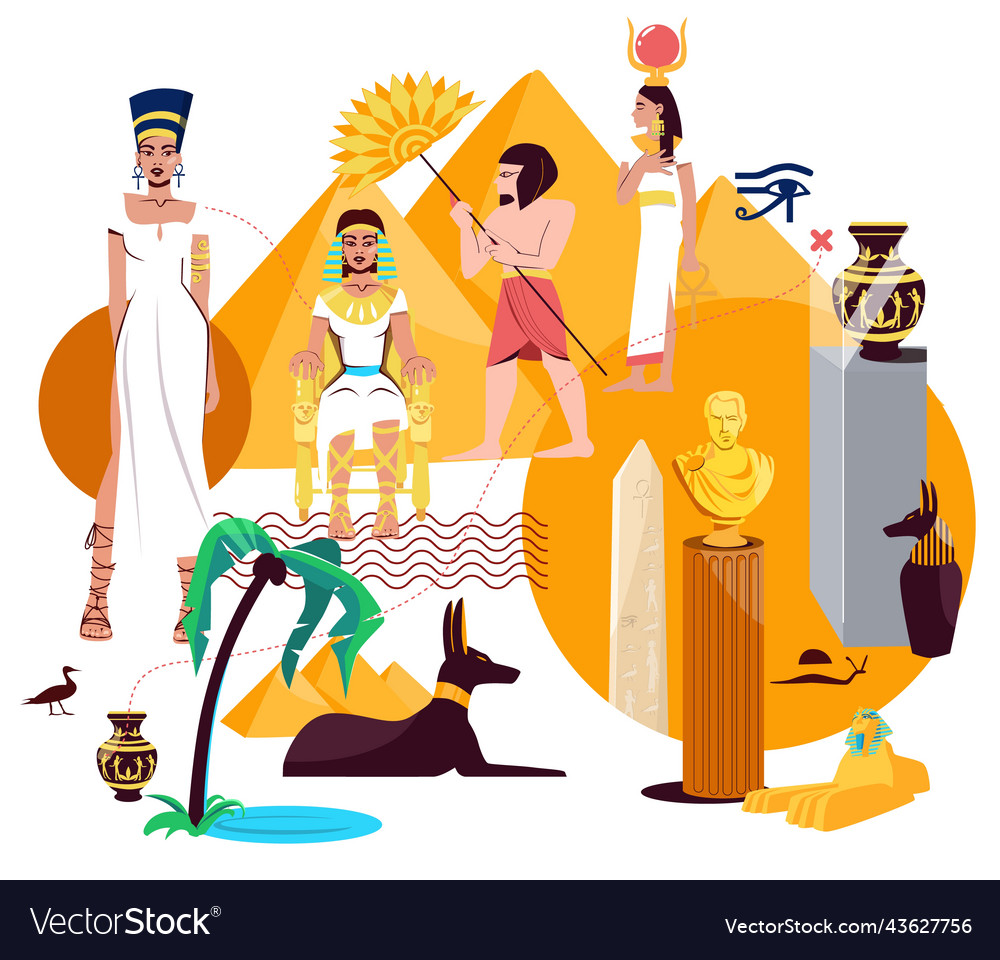 Cleopatra flat collage Royalty Free Vector Image