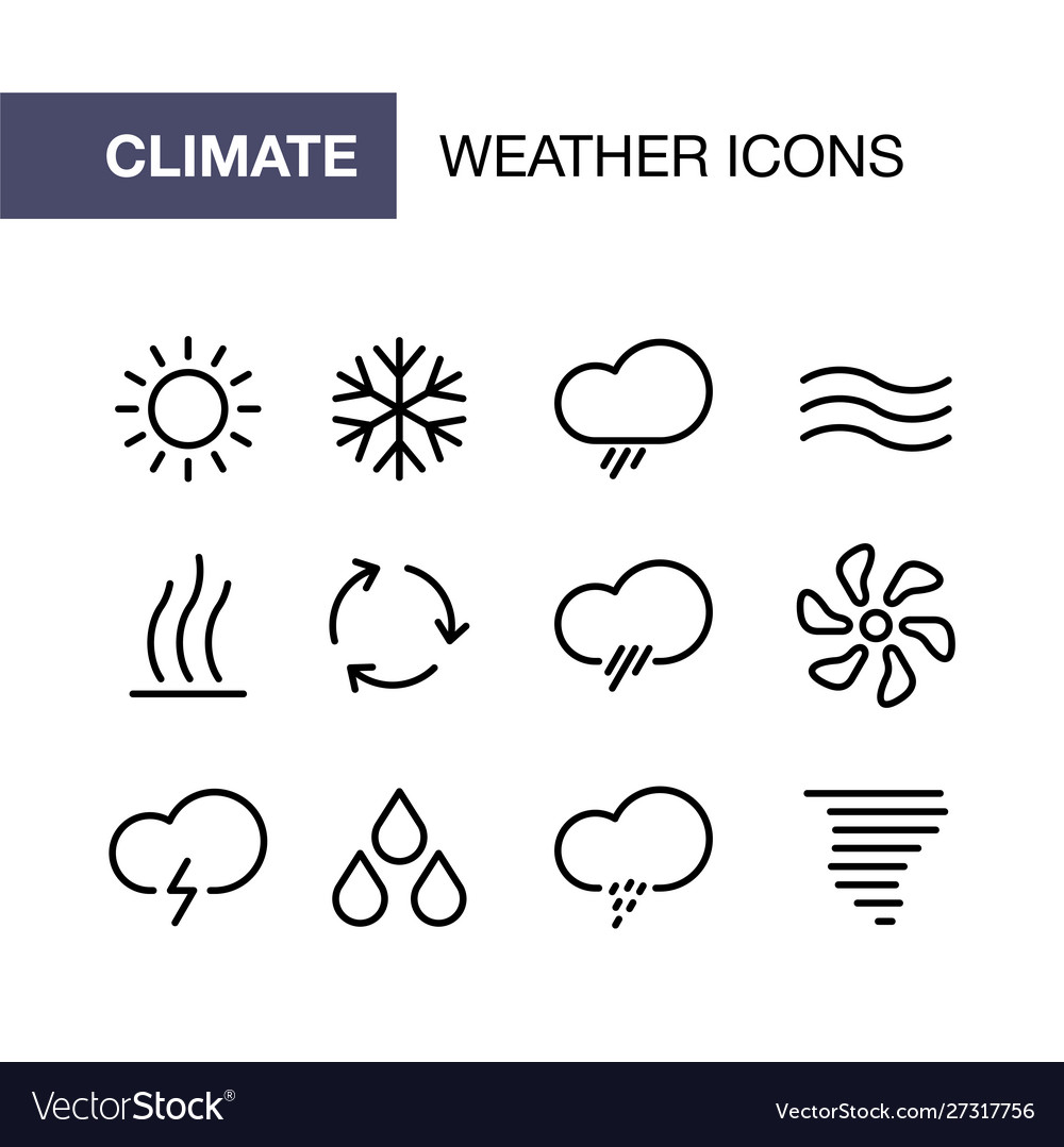 Conditioning icons set for simple flat style