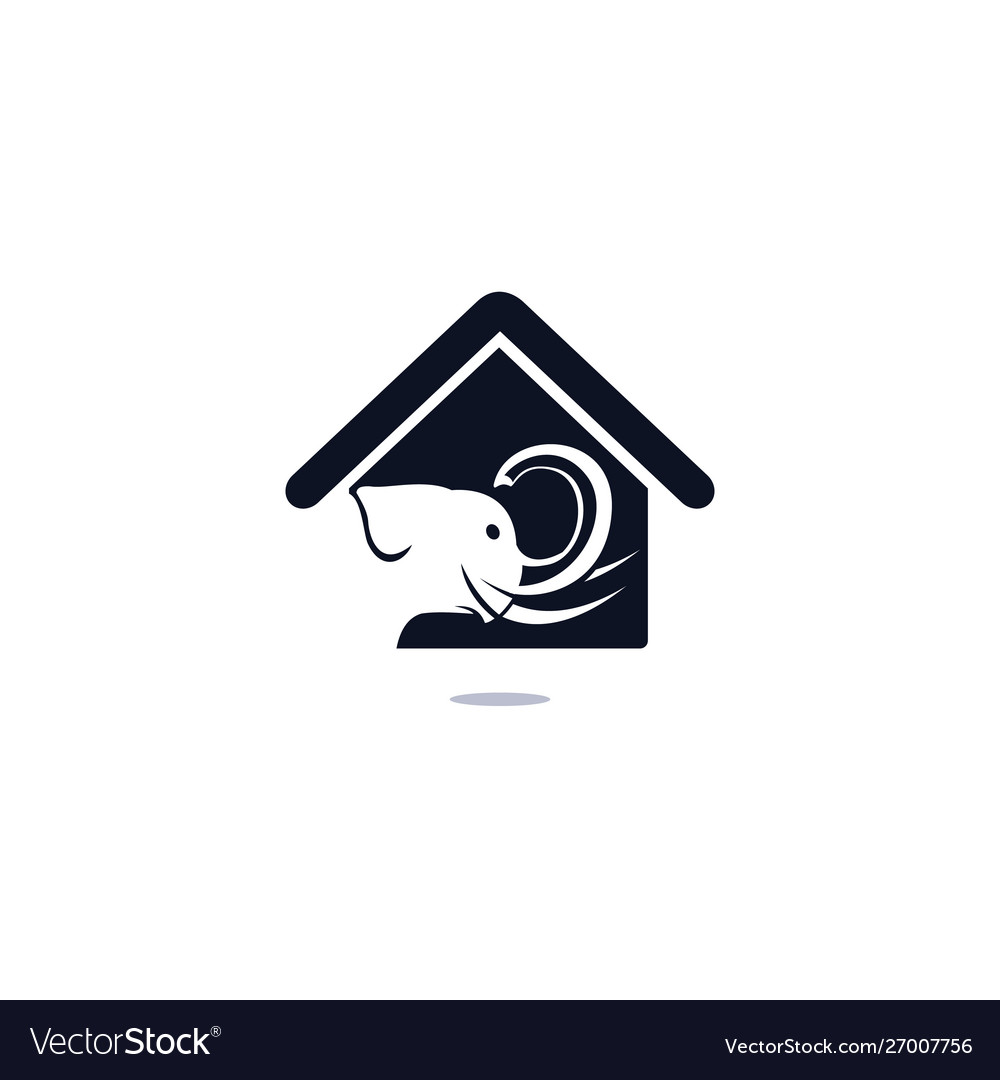 Elephant house logo design Royalty Free Vector Image