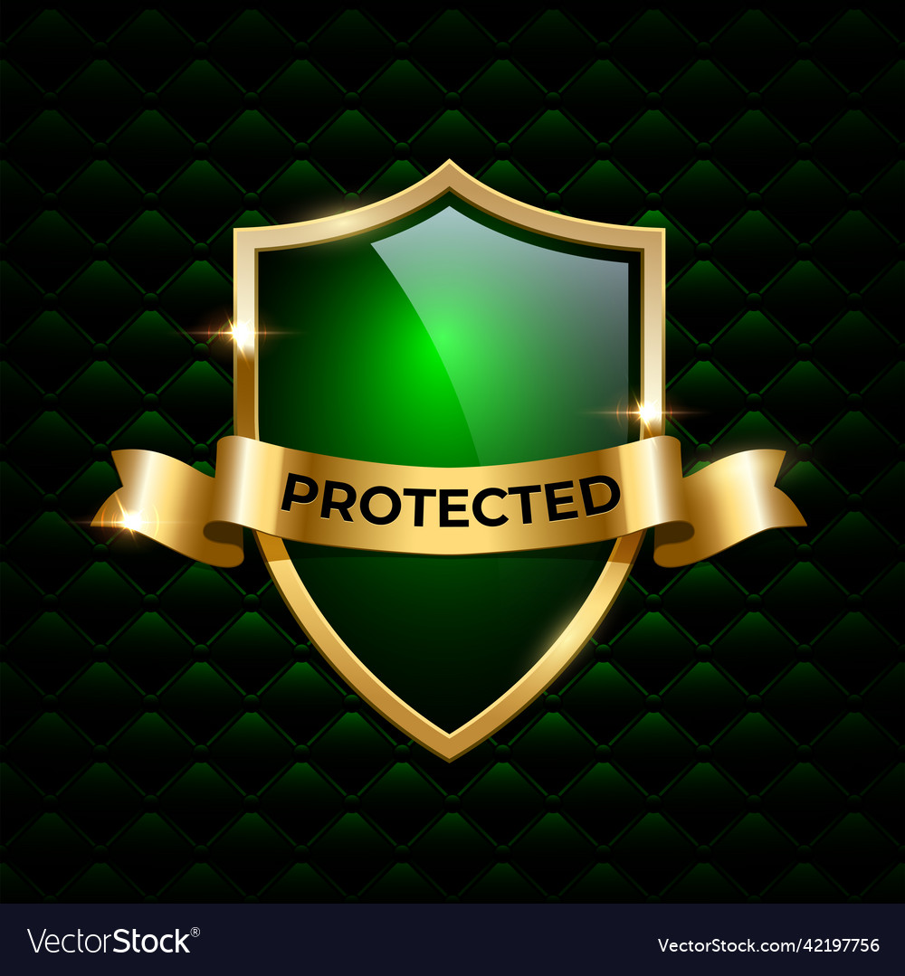 Golden Shield with Protected Text