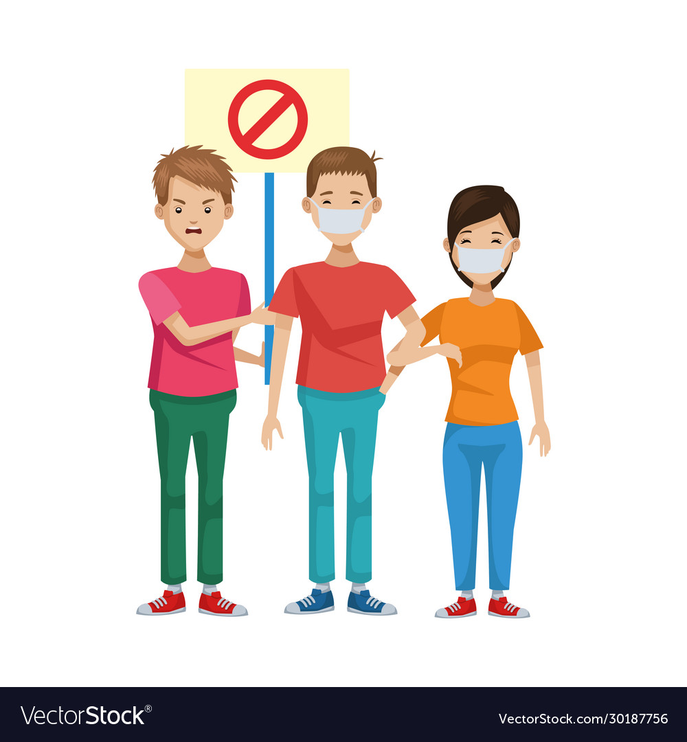 Group activists protesting characters