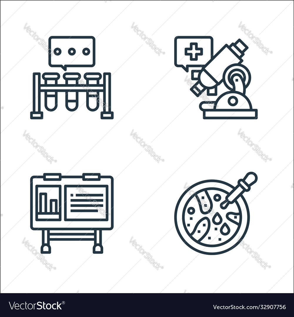 Laboratory and science line icons linear set vector image Laboratory and science line icons linear set