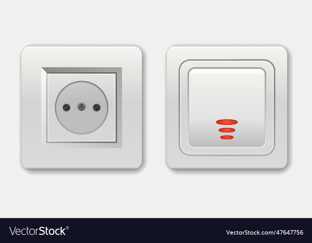 Light switch red electric light switch in on and Vector Image
