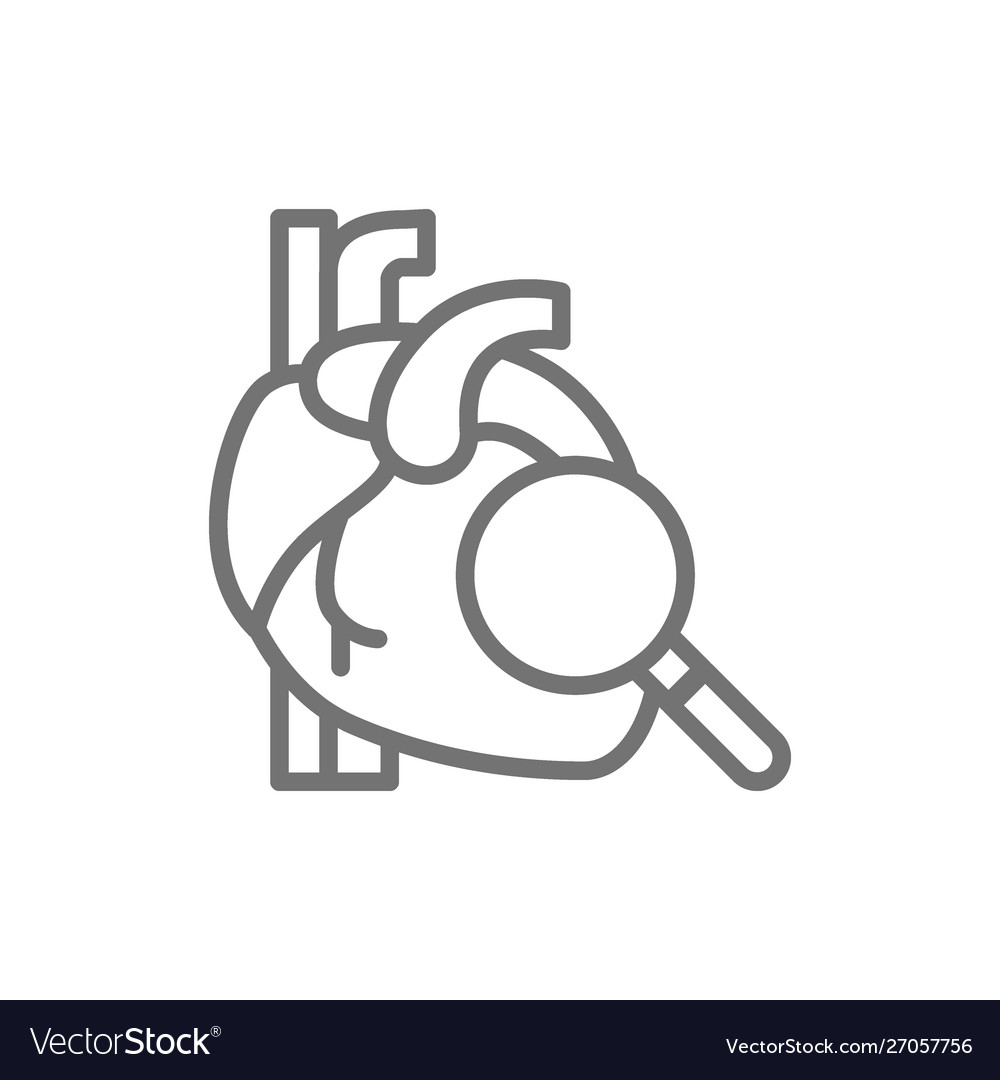 Loupe with heart check line icon