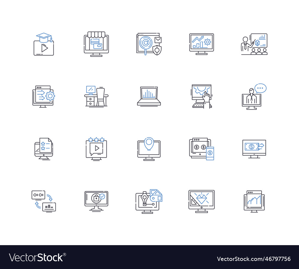 Machine data line icons collection sensors logs vector image Machine data line icons collection sensors logs