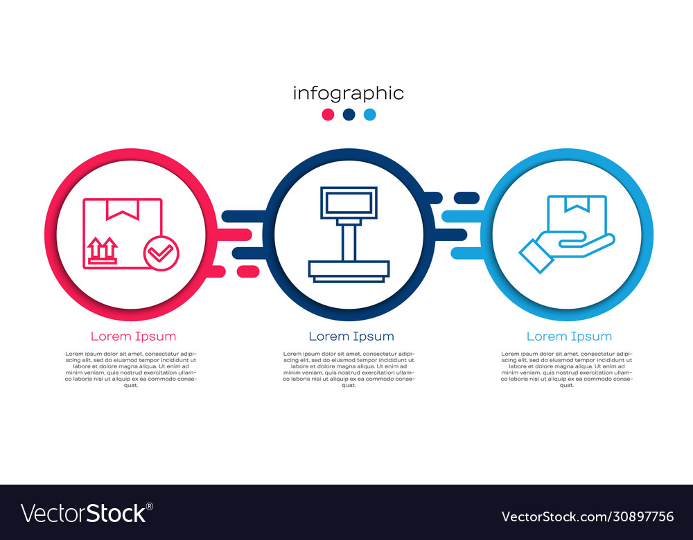 Set line package box with check mark scale vector image Set line package box with check mark scale
