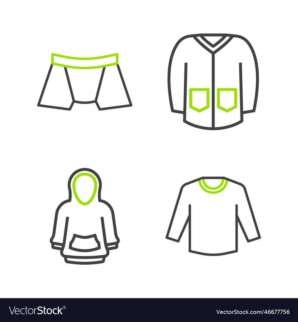 Set line sweater hoodie and men underpants icon