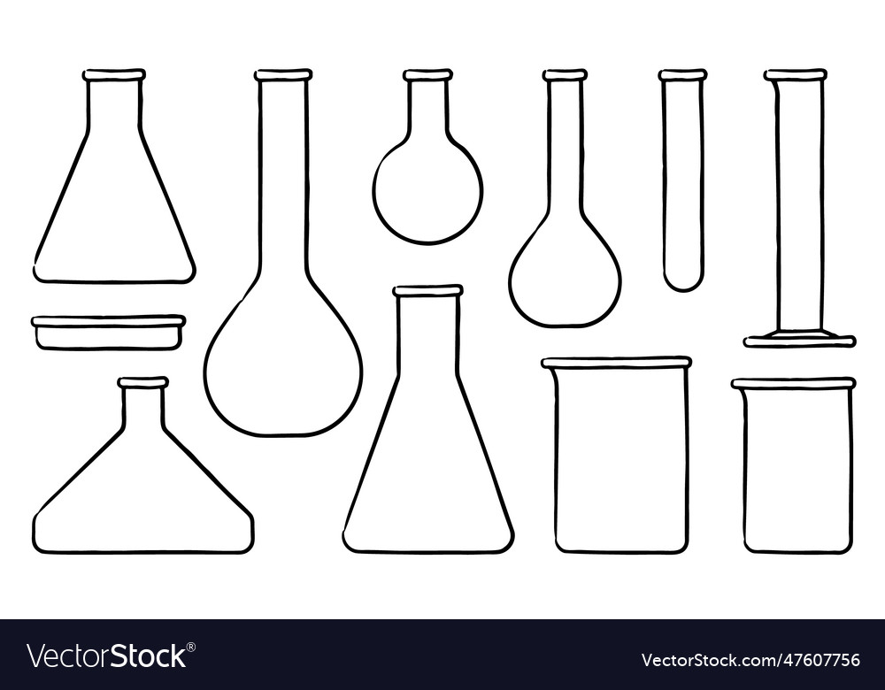Set of laboratory glassware Royalty Free Vector Image
