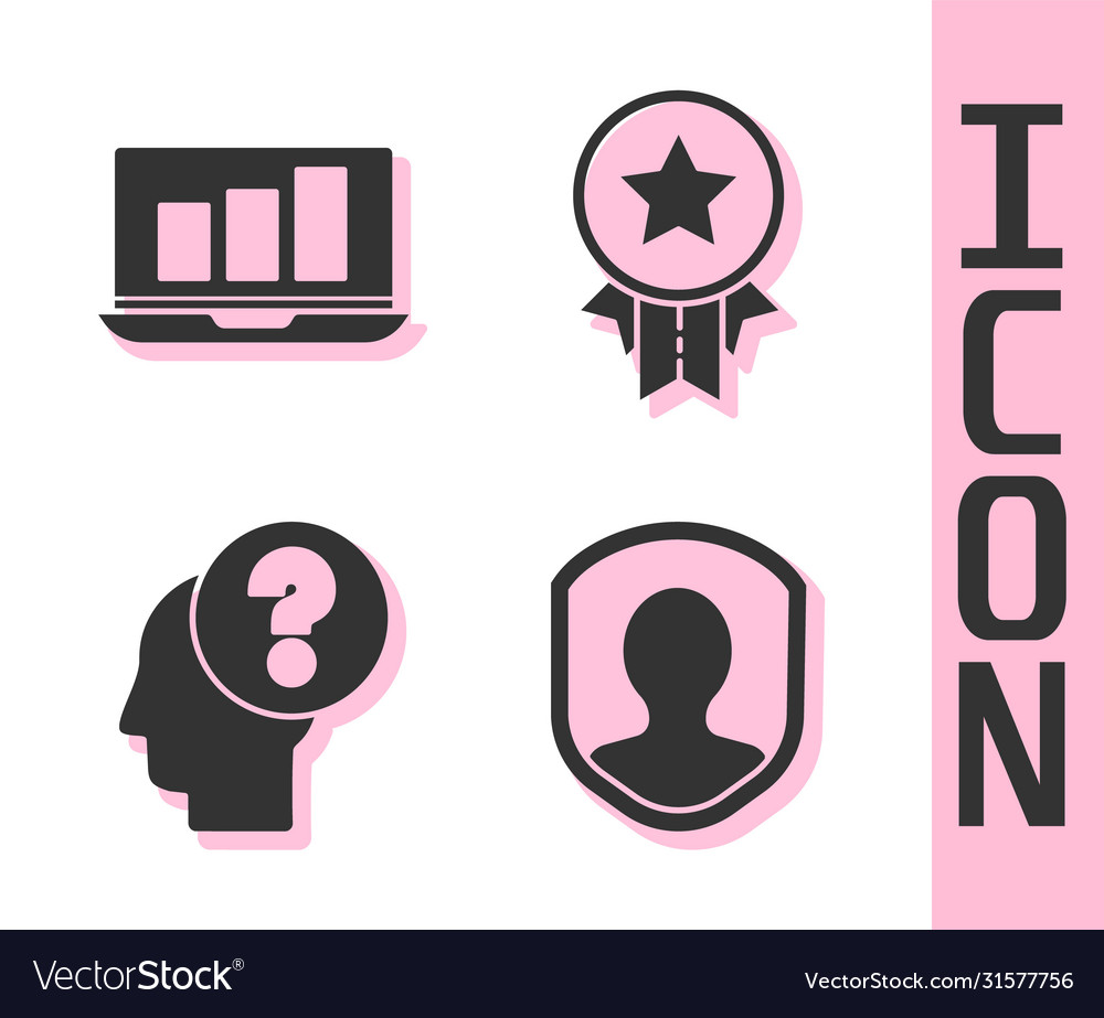 Set user protection laptop with graph chart vector image Set user protection laptop with graph chart