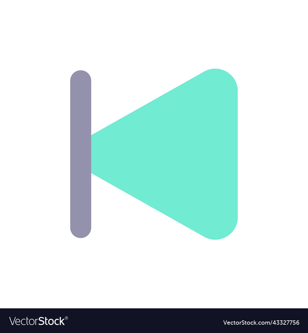 Skip previous button flat color ui icon Vector Image Skip previous button flat color ui icon