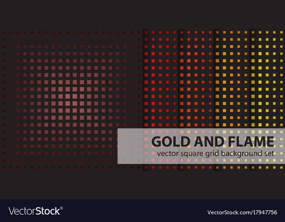 Square pattern set gold and flame seamless