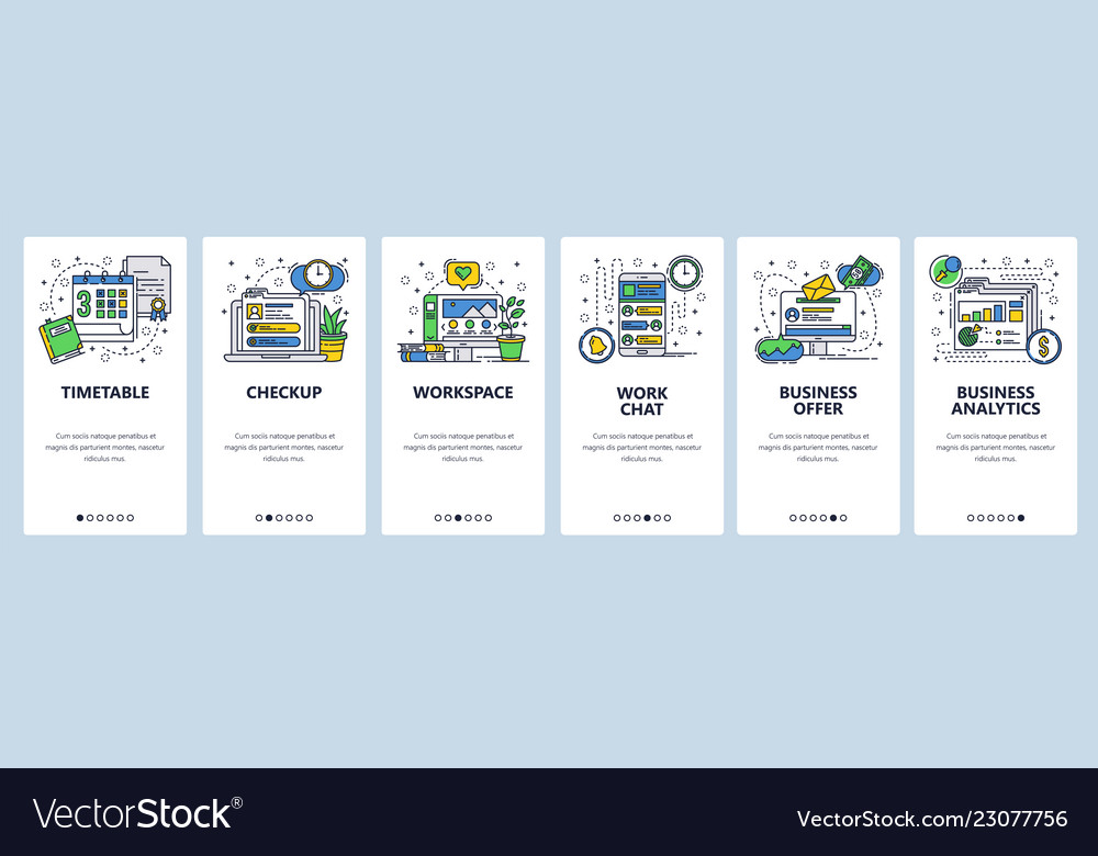 Web site onboarding screens office workplace