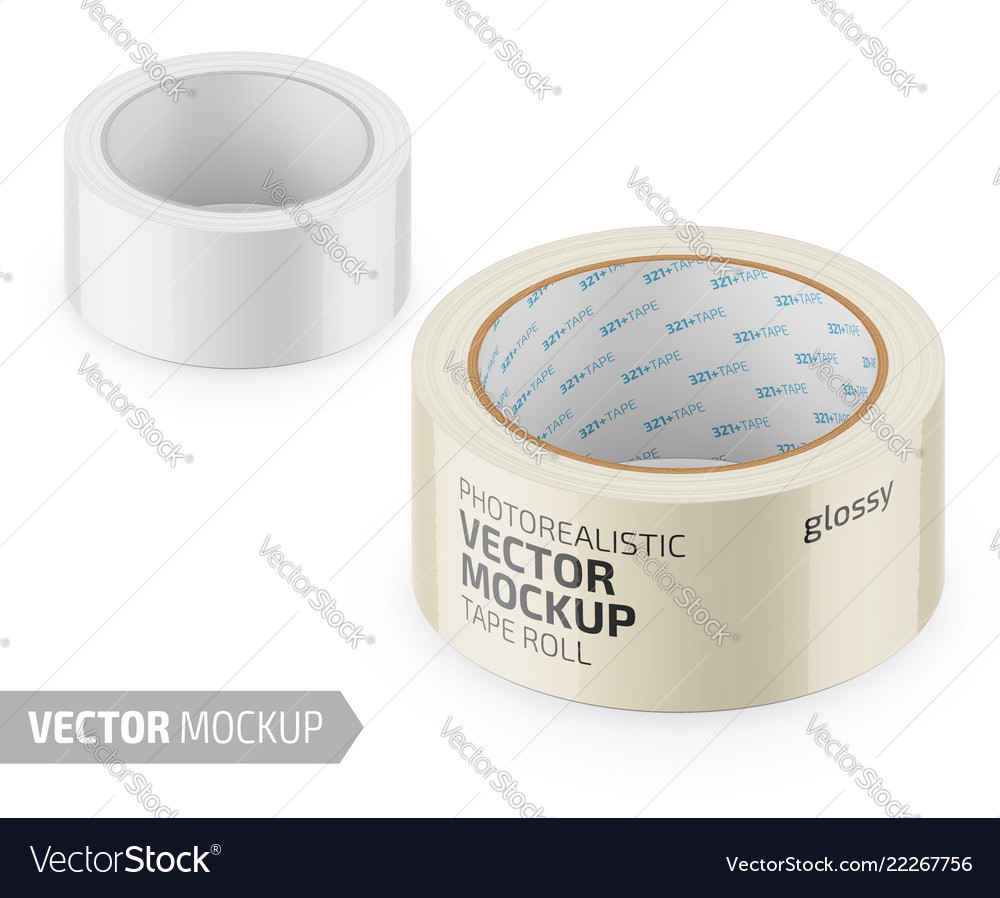 White glossy cello tape roll realistic Royalty Free Vector