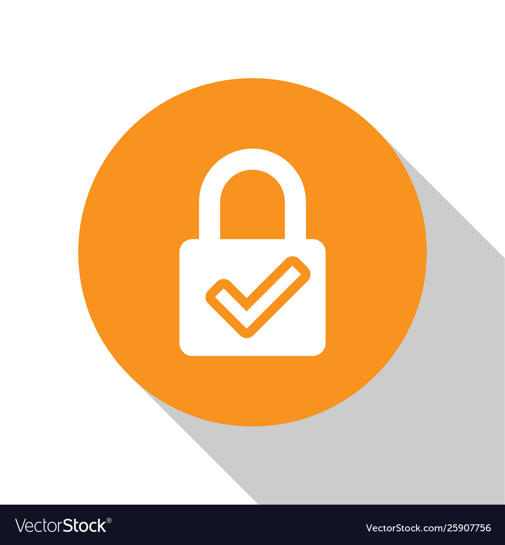 White open padlock and check mark icon isolated vector image White open padlock and check mark icon isolated