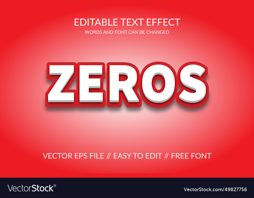 Zeros fully editable eps 3d text effect Vector Image Zeros fully editable eps 3d text effect