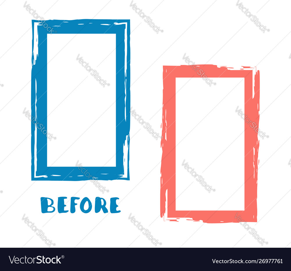 Before and after screen banner with empty space vector image Before and after screen banner with empty space