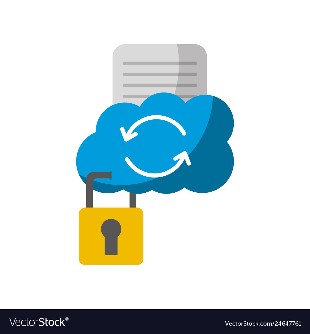 Cloud computing with document and padlock