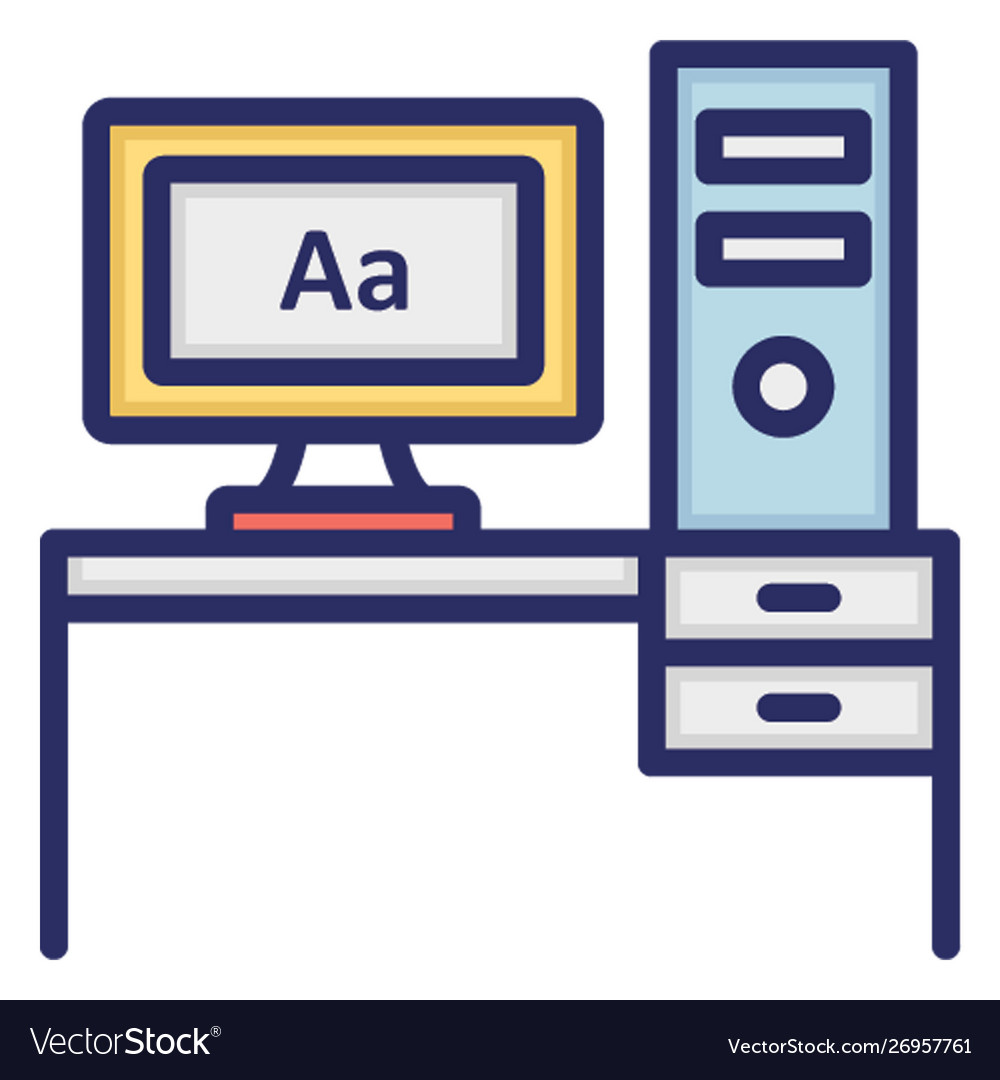 Computer table outline fill with color isolated v
