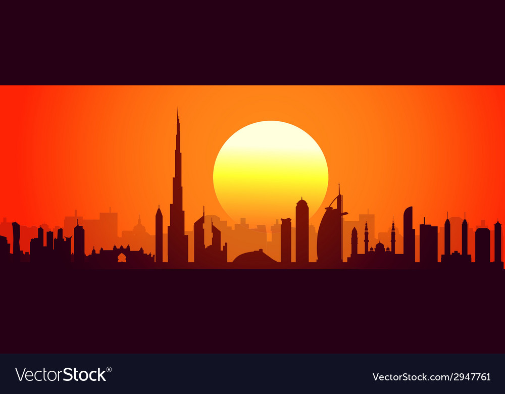 Dubai Sunset Royalty Free Vector Image - Vectorstock