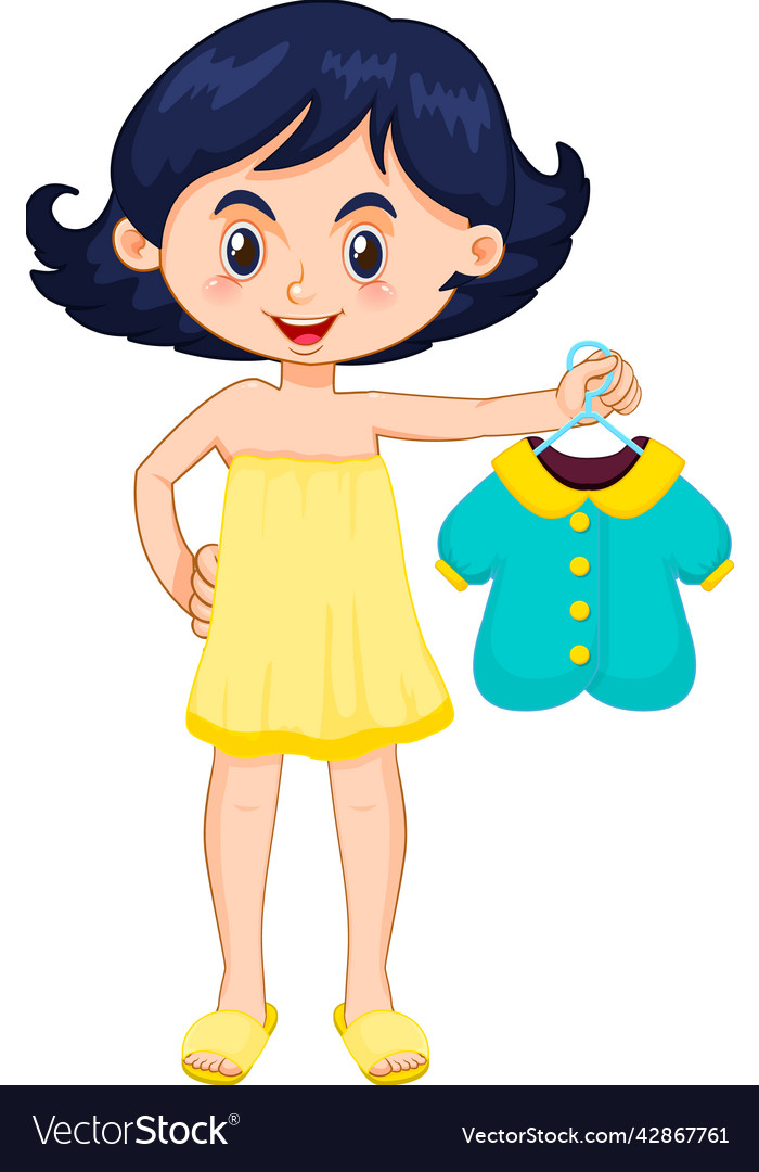 Girl picking up dress on white background Vector Image