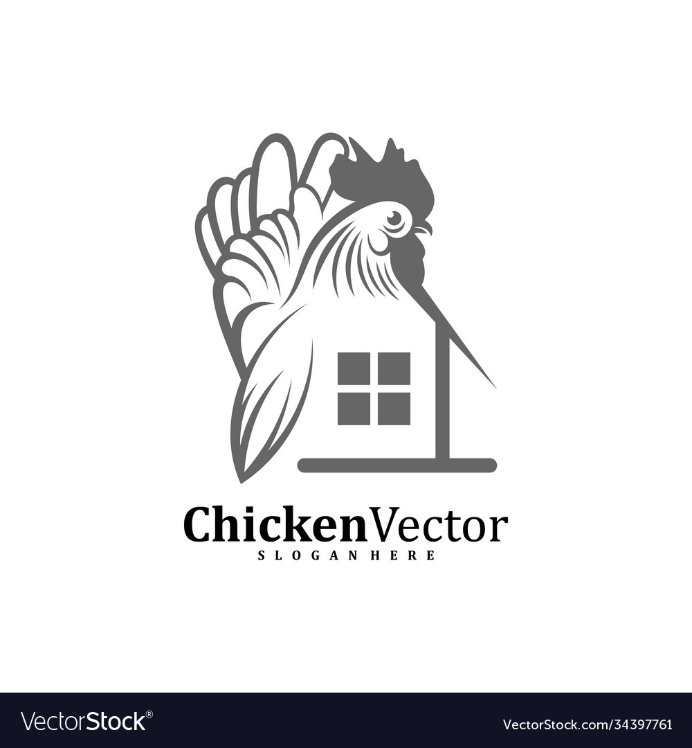 House chicken logo design template rooster