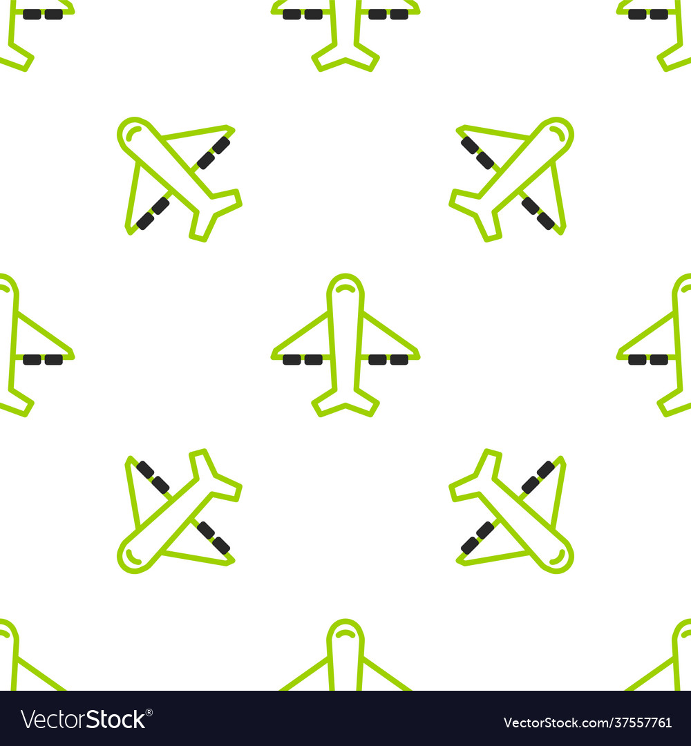 Line plane icon isolated seamless pattern on white Vector Image Line plane icon isolated seamless pattern on white