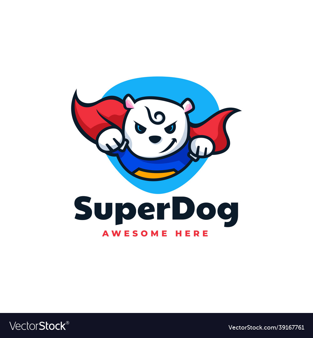 Logo super dog mascot cartoon style Royalty Free Vector