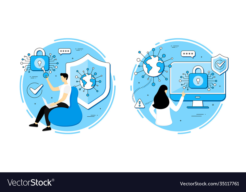 Private data access icons set cyber vector image Private data access icons set cyber