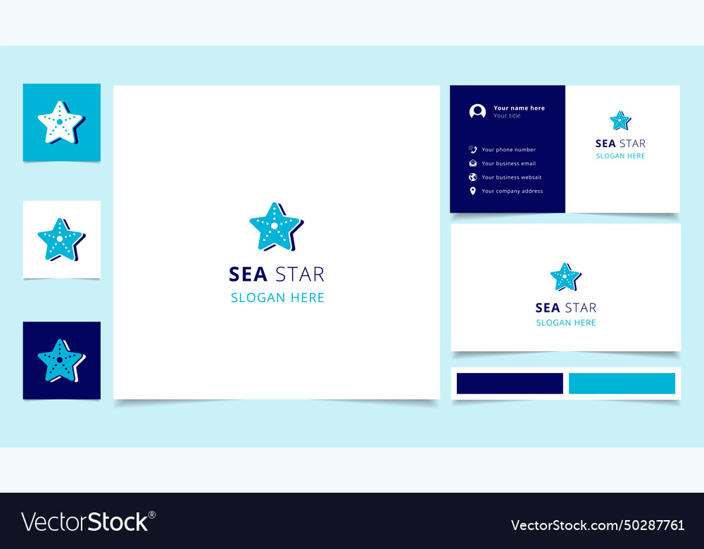 Sea star logo design with editable slogan